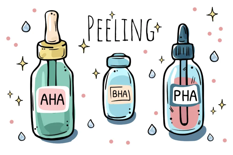 Different types of peelings. Color illustration on a white background
